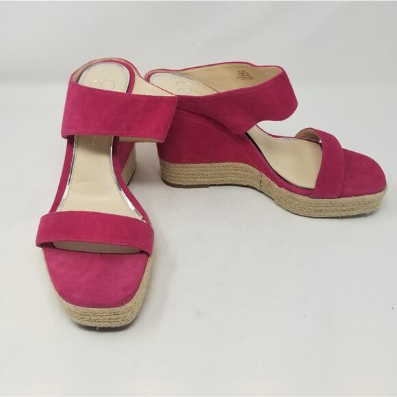 Jessica Simpson New Pink Suede Leather Wedges NWT Size 10 - Picture 3 of 10